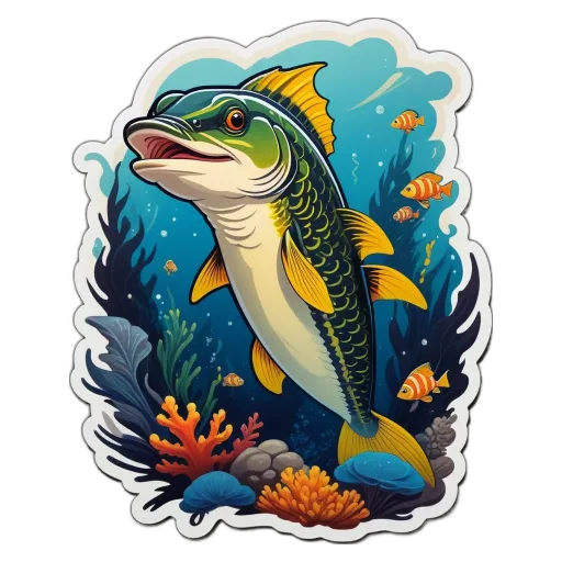 A fish with a mouth that is painted in color.