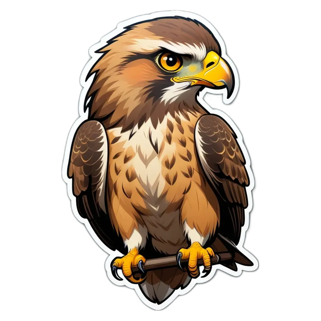 A cartoon picture of an eagle with claws out posed for a sticker.