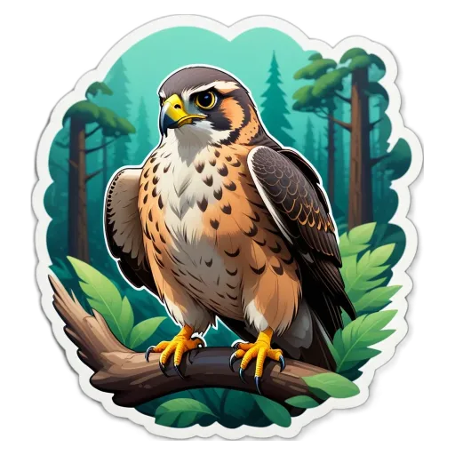 A cartoon picture of a bird with orange feathers on a branch.