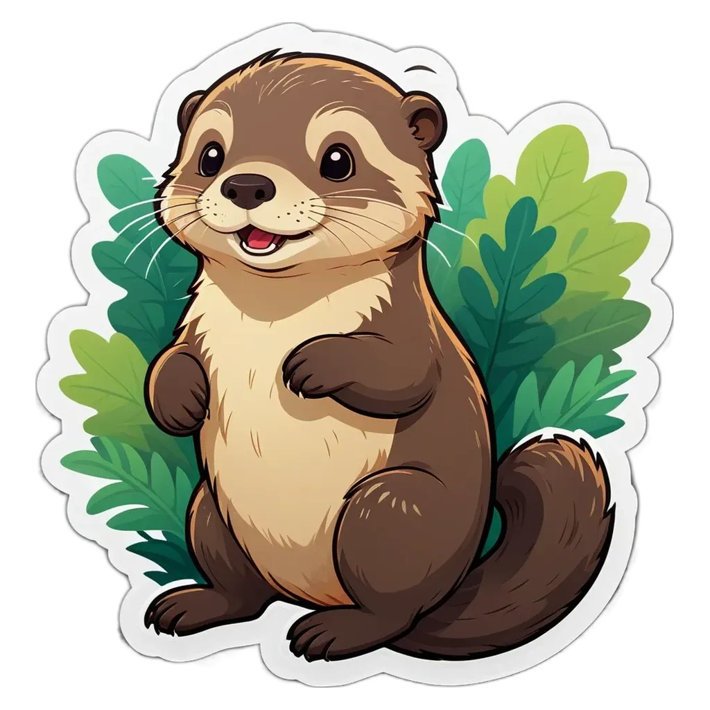 A cute animal sticker with a black background.