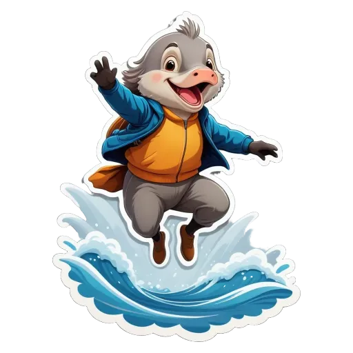 A gray animal is in the water jumping.
