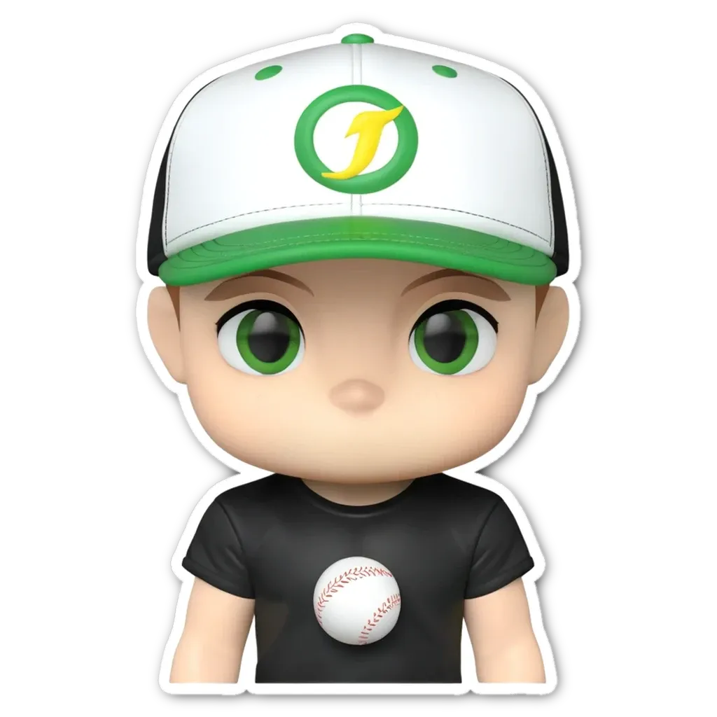 A small boy who loves baseball is shown on a figurine.