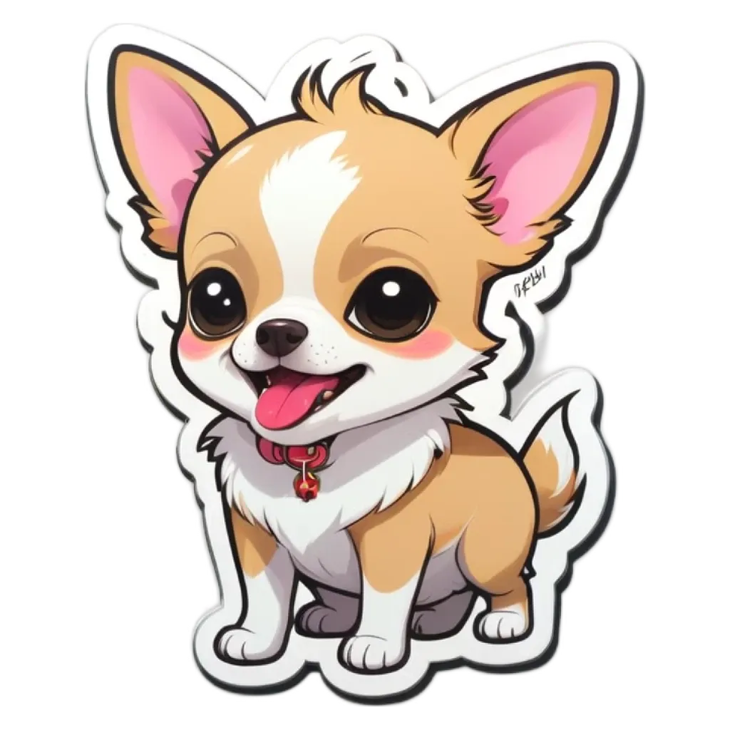 A cute little dog sticker with a tongue sticking out.