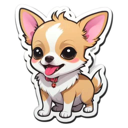 A cute little dog sticker with a tongue sticking out.