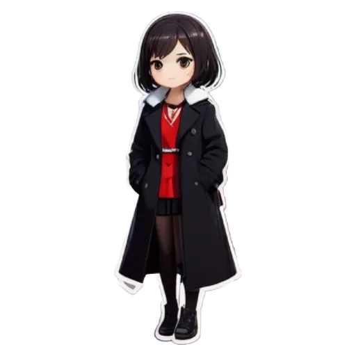 A girl is standing with her hands in her pockets wearing a black coat.