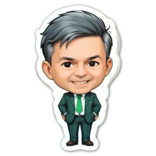 A cartoon picture of a man in a suit and tie.