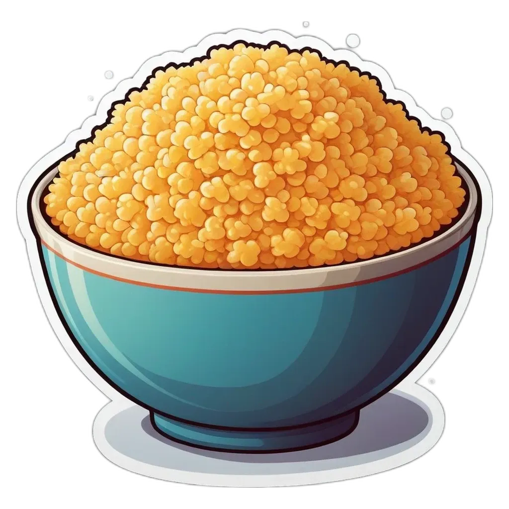 A cartoon drawing of a bowl of cereal.