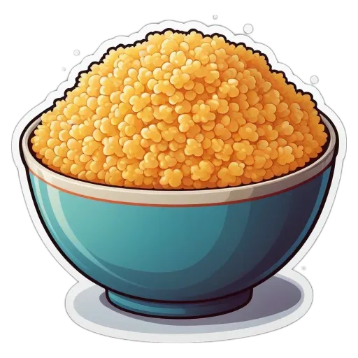 A cartoon drawing of a bowl of cereal.
