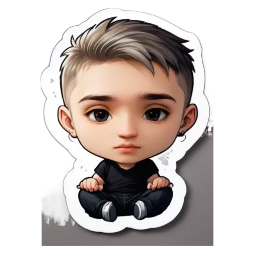 A boy that is a cartoon character that is black and white.