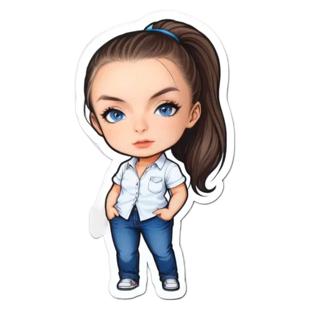 A girl is standing with her hands in her pockets and wearing a white shirt.