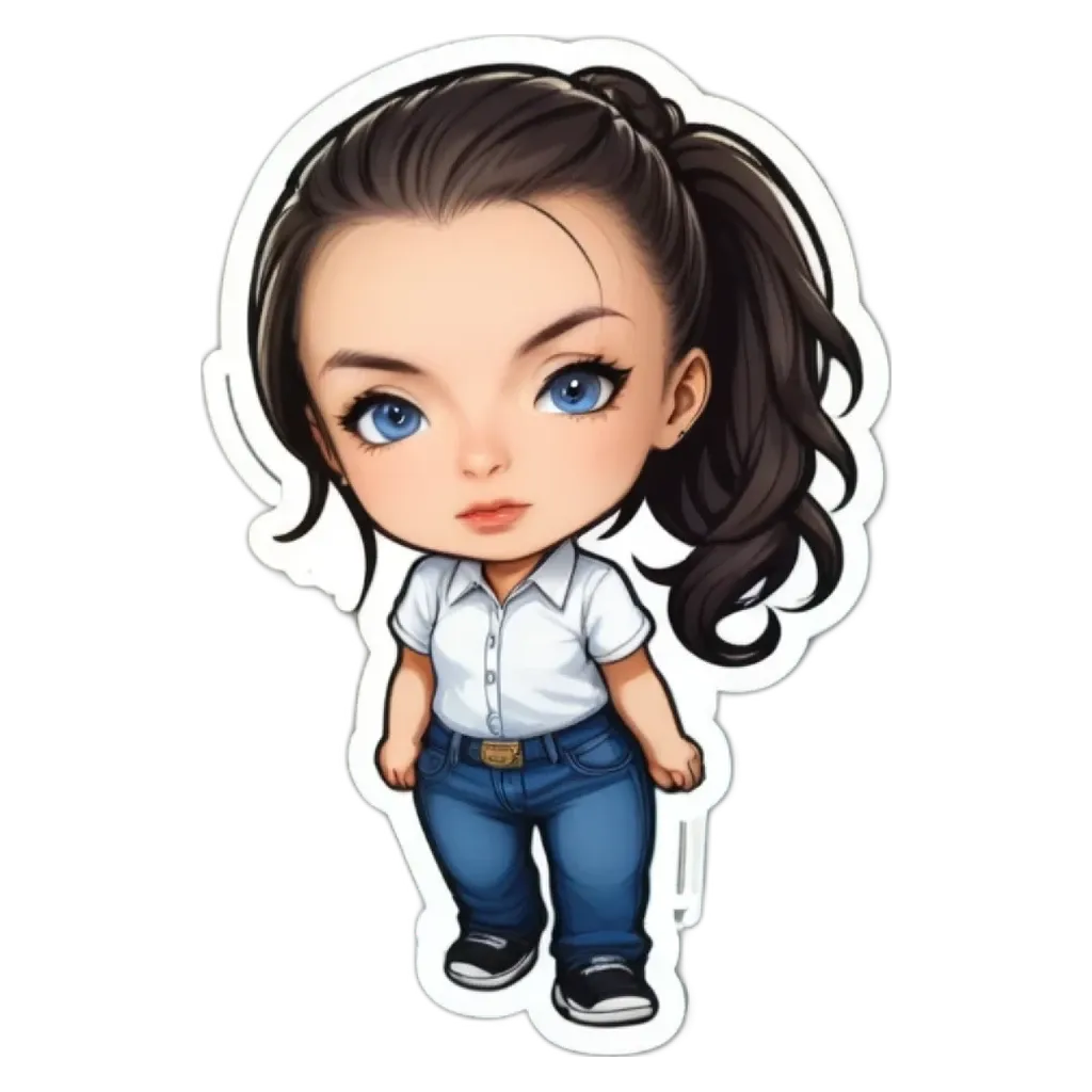 A girl is standing with her hands in her pockets and wearing a white shirt.