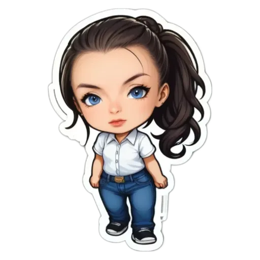 A girl is standing with her hands in her pockets and wearing a white shirt.