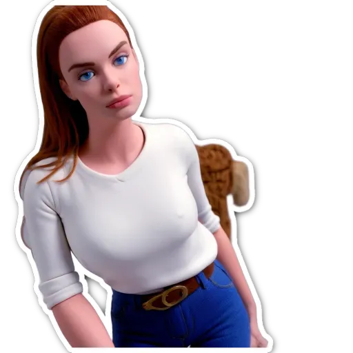A woman wearing a white shirt and blue jeans with a dog.