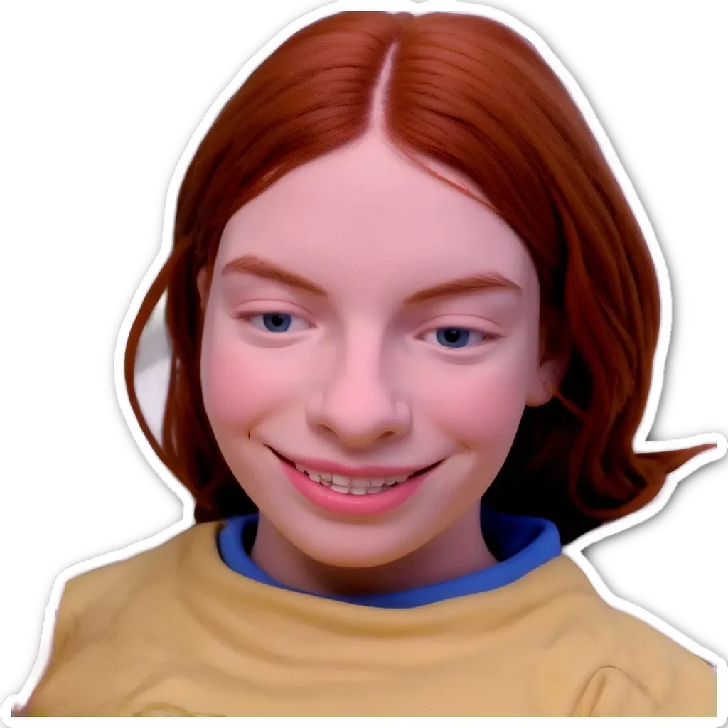 A sticker of a girl's face.