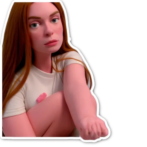 A girl is shown with a fake cut on her arm and a sticker on her arm.