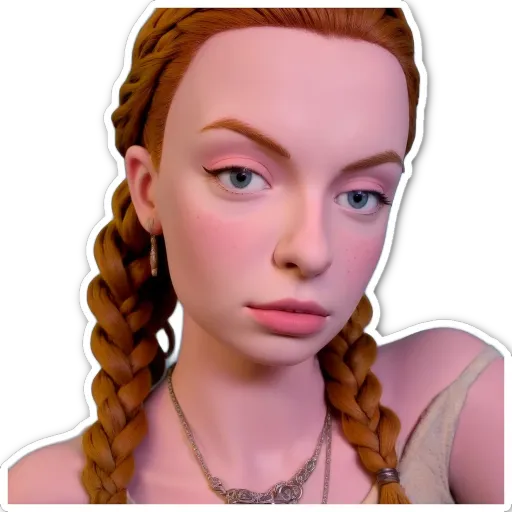 A girl with red hair and wearing a silver necklace.