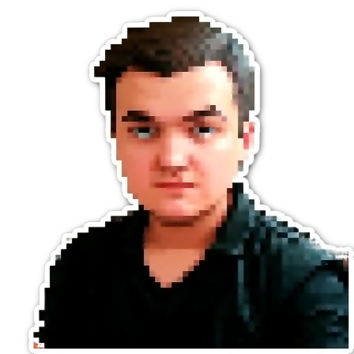 A man's face is shown in a picture with a black background.