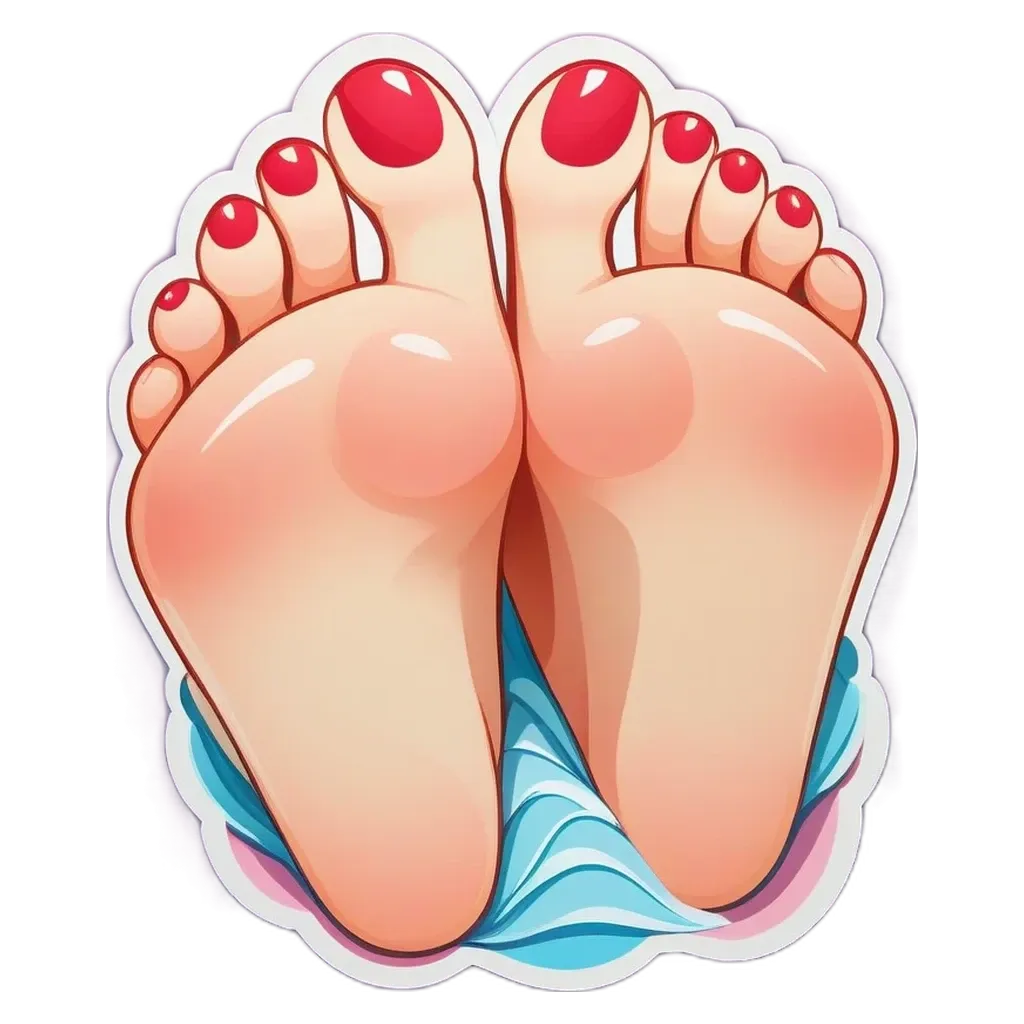 A feet and toenails decal that is part of a larger picture.