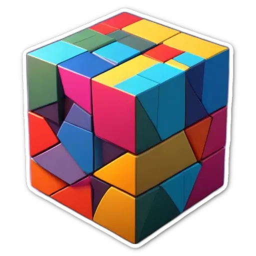 A colorful Rubik's cube with pieces in various shapes and colors.
