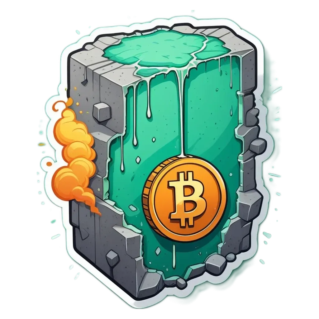 An image of a coin and a code that says 'bitcoin'.