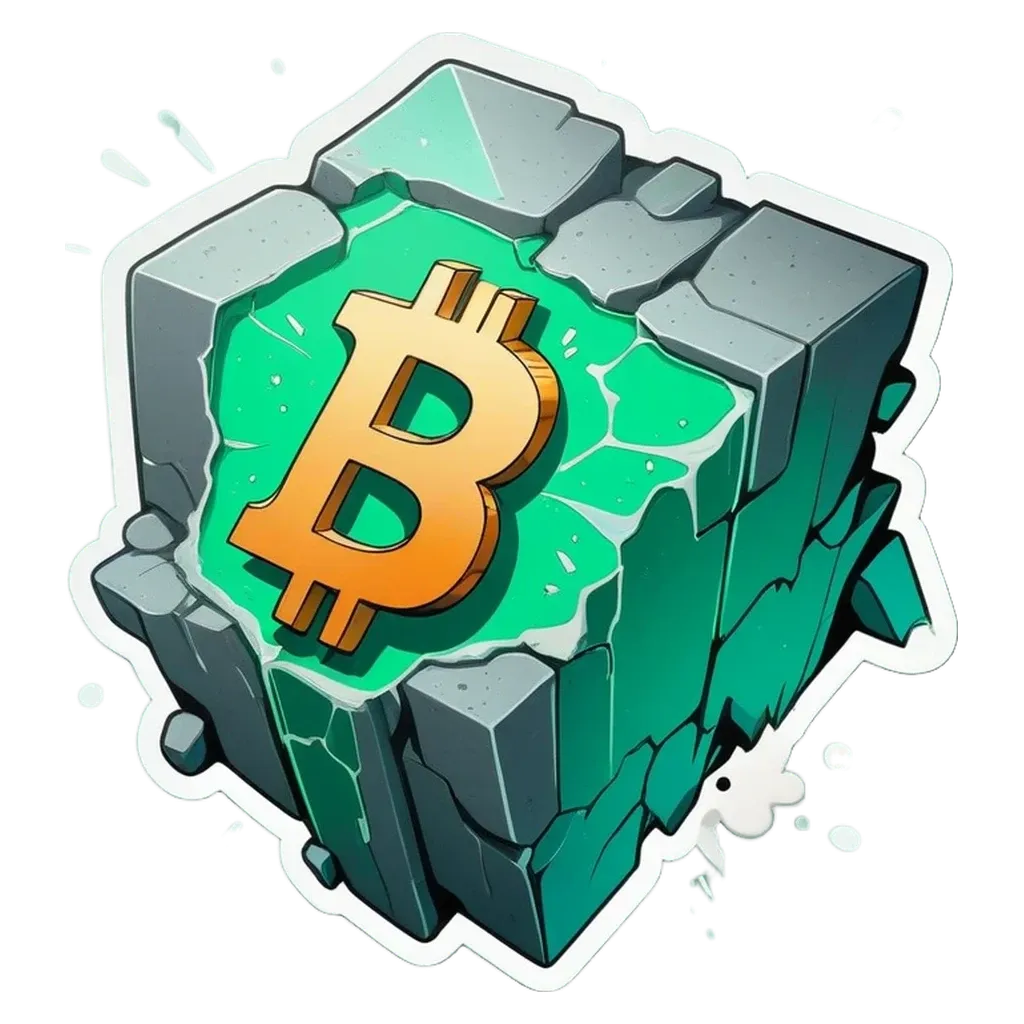 A cube that has a hash symbol and a coin on it.