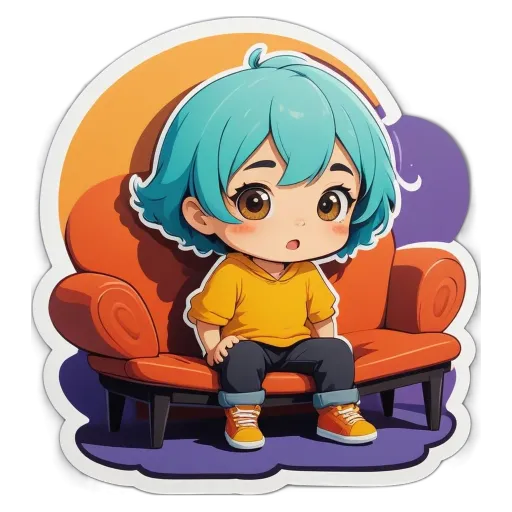 A girl is sitting on a couch with her hands on her face.