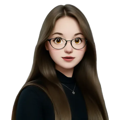 A girl wearing glasses that are brown in color.