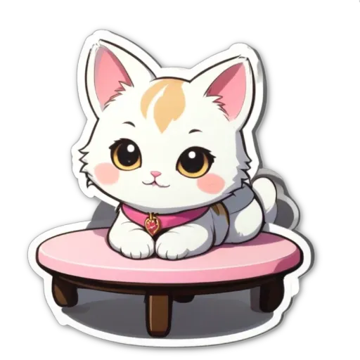 A cartoon cat sitting on a table.