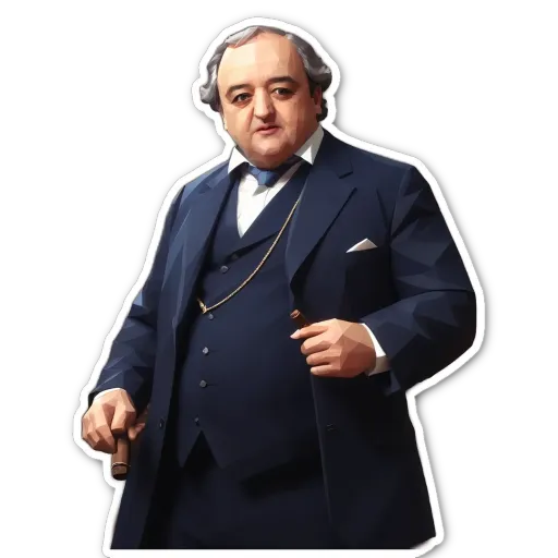A man wearing a suit and tie is holding a cigar.