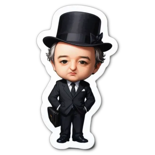 A boy is wearing a top hat and standing with his hands in his pockets.