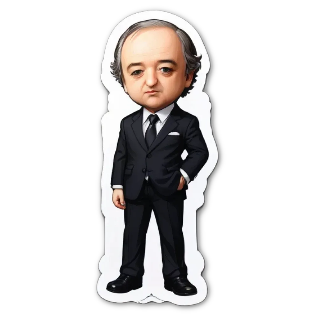 A cartoon depiction of a man in a suit and tie.