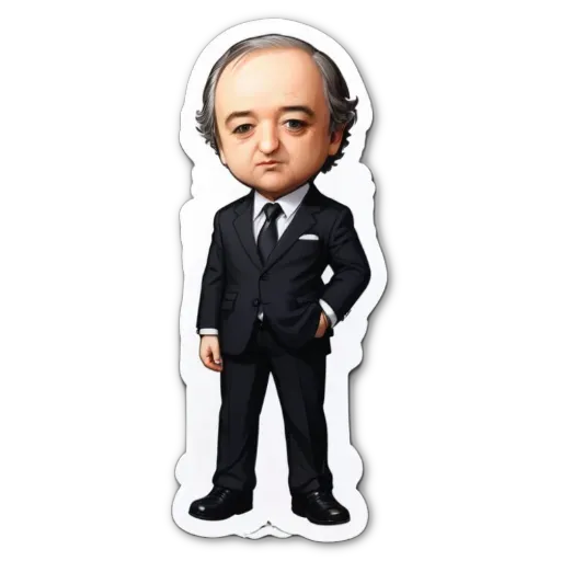 A cartoon depiction of a man in a suit and tie.