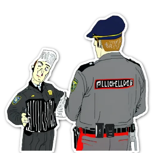 Two men, one of whom is a cop, are talking to each other.