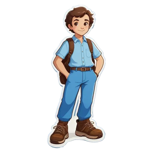 A boy wearing a blue shirt and jeans.