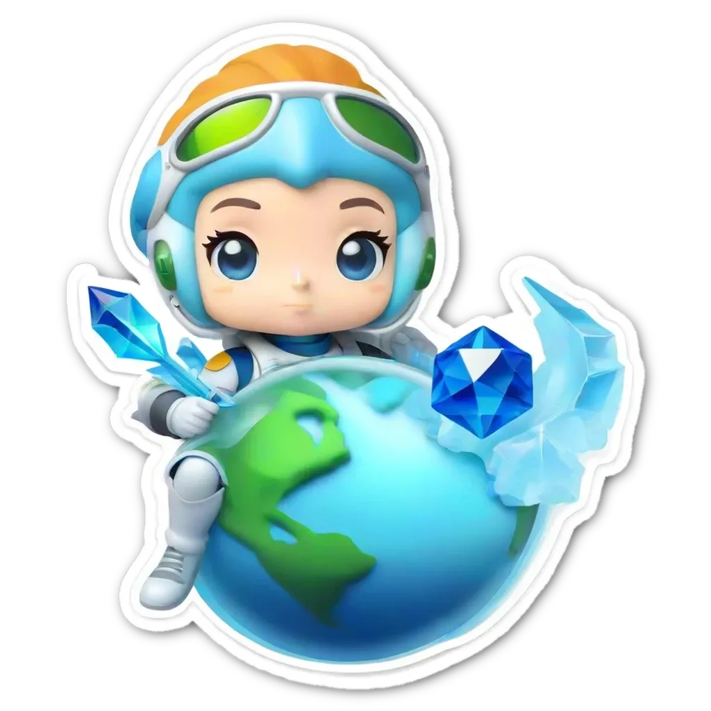 A picture of a child planet earth that has ice and diamonds on it.