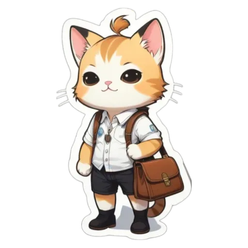 A cartoon cat standing up with a briefcase.