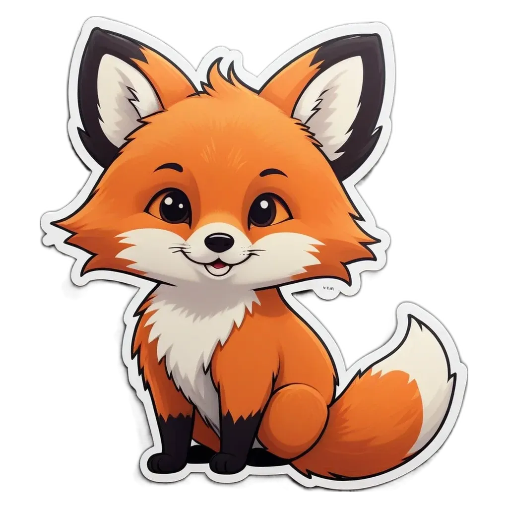 A cartoon image of a fox that is sticker'd.