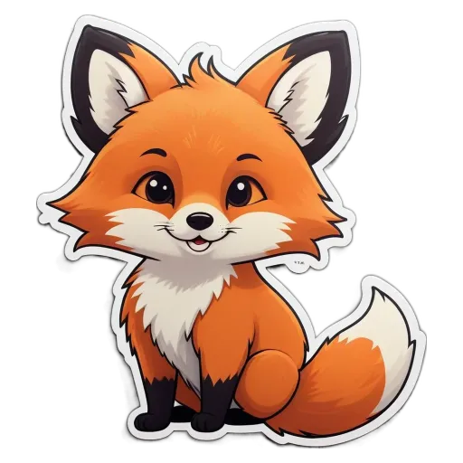 A cartoon image of a fox that is sticker'd.