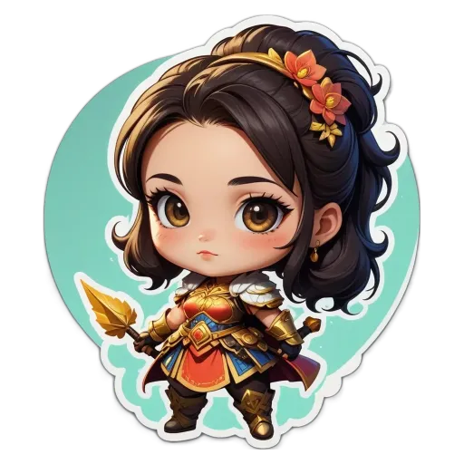 A girl with a blue and gold outfit holding a sword in a video game.