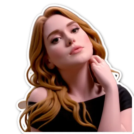 A sticker of a girl looking to the right of her head.