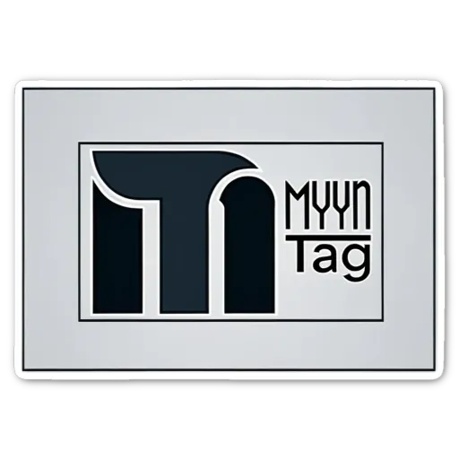 A white and black tag with Muyn'tag written on it.