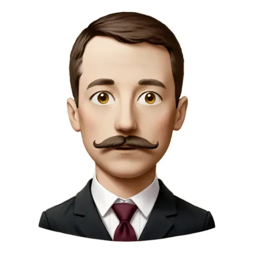 A sticker of a man with a mustache and a suit.