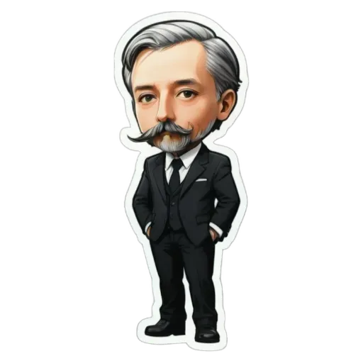 A cartoon depiction of a man in a suit and tie.