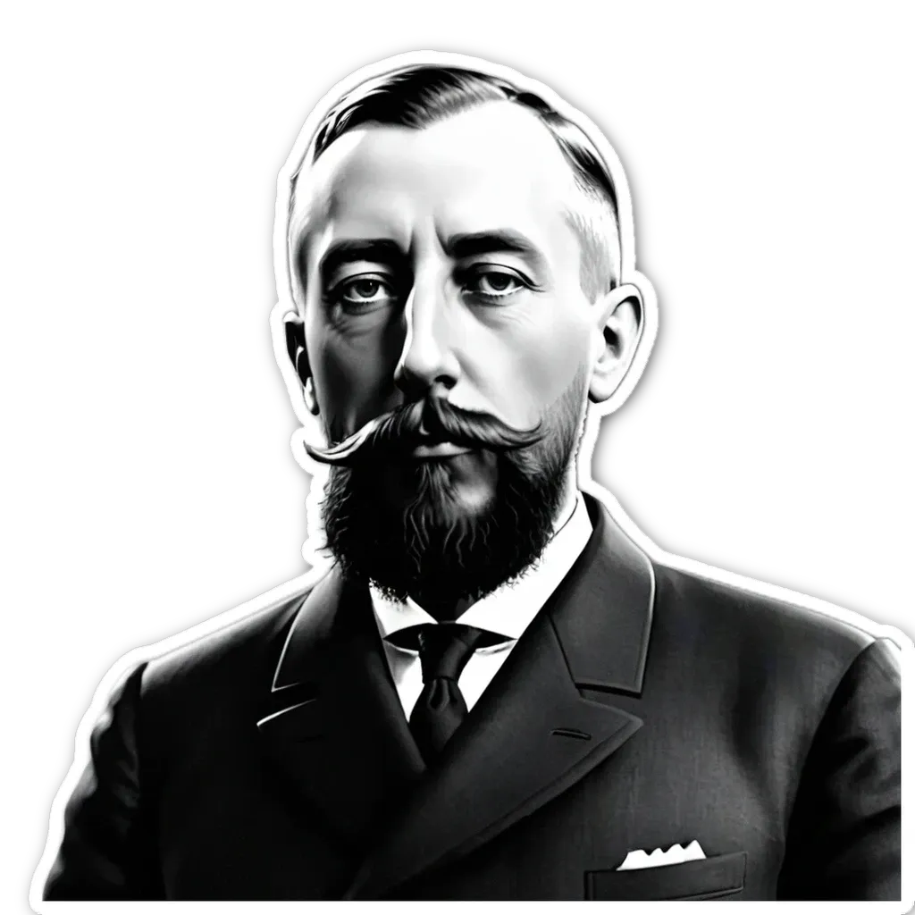 A sticker of a man with a mustache and a suit.