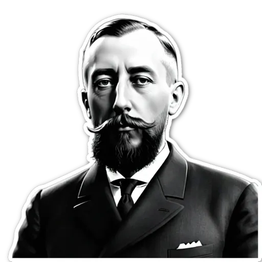 A sticker of a man with a mustache and a suit.