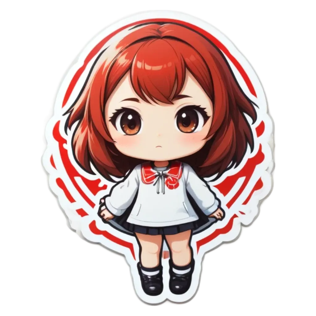 A girl with red hair and a white shirt.