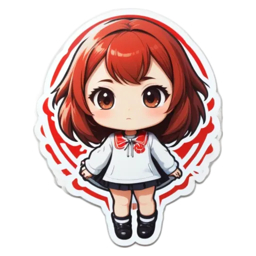 A girl with red hair and a white shirt.