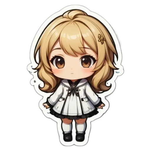 A girl with a white dress standing with her hands in her pockets.