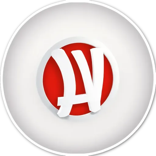 A white and red logo is displayed with the letter V in the center.