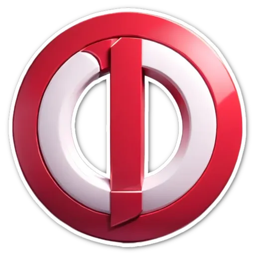 a red and white circle with the letter D in the center.